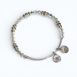 Alex and Ani Beaded Bangle – Clear Crystal Aurora Borealis + Silver Beads